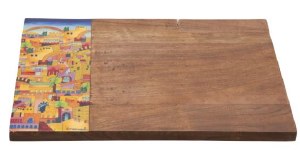 Picture of Yair Emanuel Wooden Challah Board Painted Edge Design Jerusalem